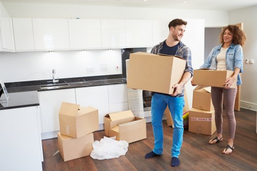 Securely loaded moving truck with straps and blankets