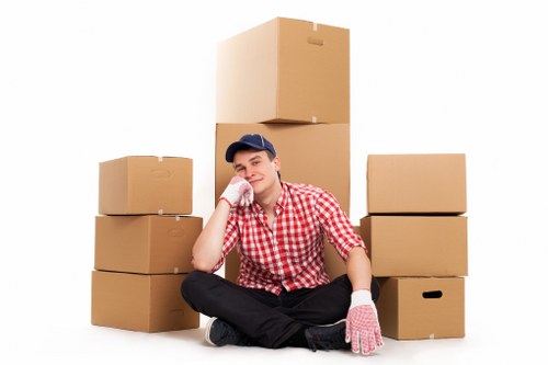 Secure storage facility with organized shelves for belongings.